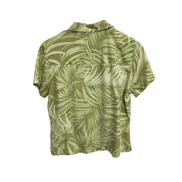 La Cabaña Palm Leaf Button Up Shirt Green Sz Small Short Sleeve Beach Resort - Picture 2 of 9